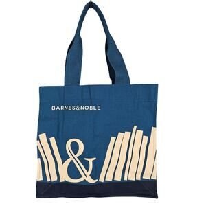 BARNES & NOBLE x RE-WRAP BOOK CARRY-ALL TEAL TOTE BAG CANVAS ORGANIC COTTON
